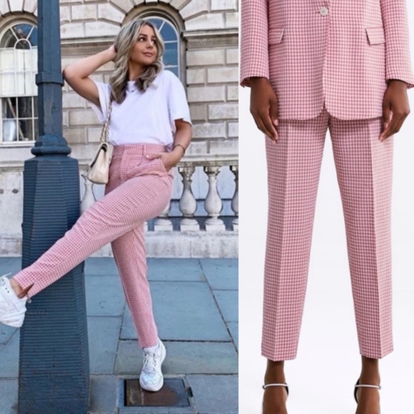 Zara Pants - Zara Pink Gingham Tailored Pants